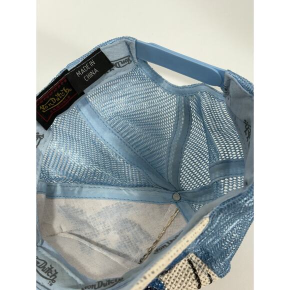 Von Dutch Floral Blue White Mesh Trucker Hat Adjustable Snapback Mesh Y2K RARE main image 6